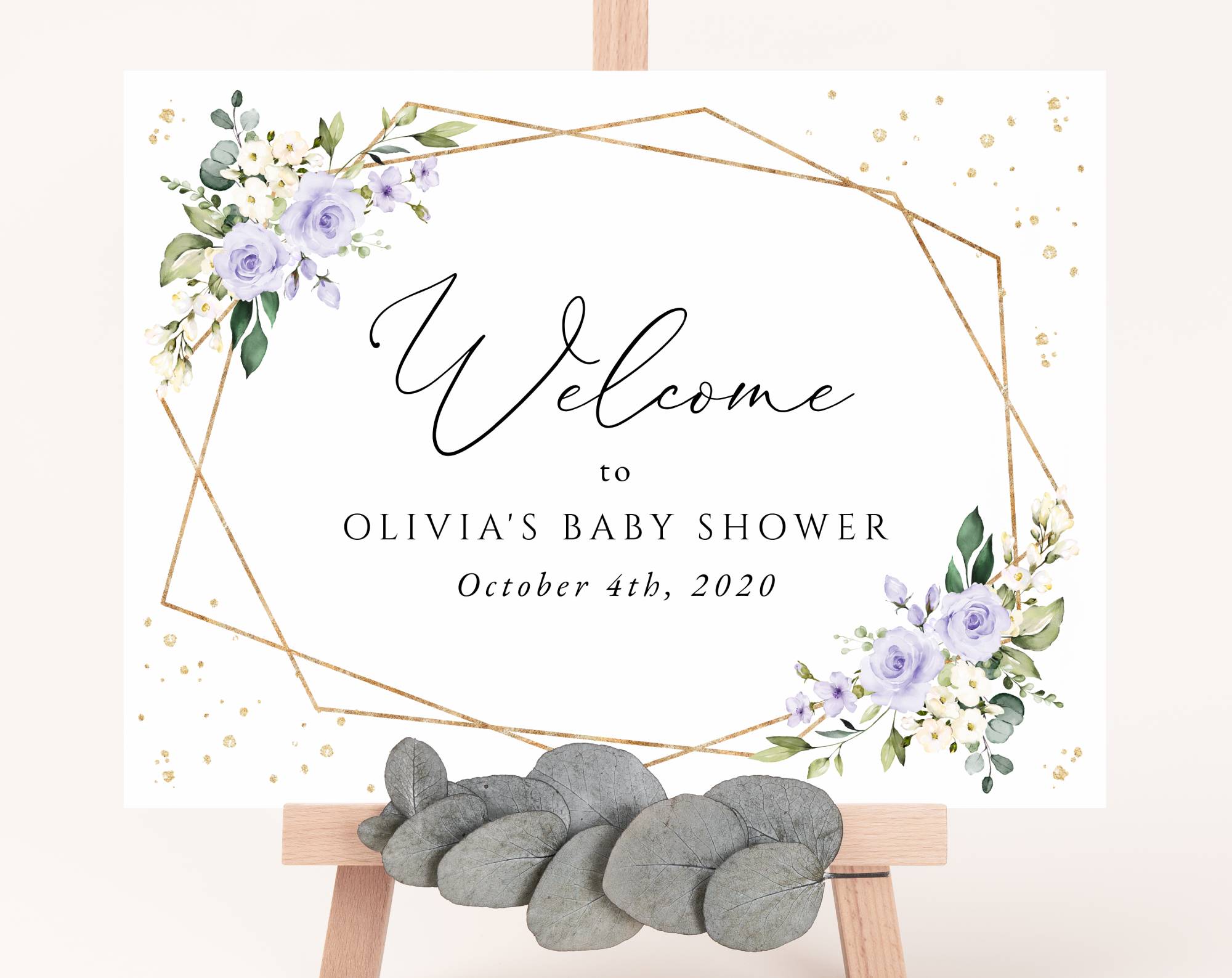 Purple Flowers and Gold Confetti Welcome Sign, Baby Shower Sign, Girl Baby Shower, Printable File, Edit Yourself, SH212 Purple Flowers and Gold Confetti Welcome Sign, Baby Shower Sign, Girl Baby Shower, Printable File, Edit Yourself, SH212