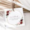 Burgundy and Pink Flowers Favor Tags, Gift Tags, Girl Baby Shower, Printable File, Edit Yourself, SH213