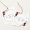 Burgundy and Pink Flowers Favor Tags, Gift Tags, Girl Baby Shower, Printable File, Edit Yourself, SH213