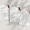 Burgundy and Pink Flowers Baby Shower Games, Set of 3 Games, Girl Baby Shower, Printable File, Edit Yourself, SH213