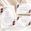 Burgundy and Pink Flowers Baby Shower Invitation Suite, Girl Baby Shower, Printable File, Edit Yourself, SH213