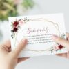 Burgundy and Pink Flowers Baby Shower Invitation Suite, Girl Baby Shower, Printable File, Edit Yourself, SH213