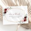 Burgundy and Pink Flowers Thank You Card, Girl Baby Shower, Printable File, Edit Yourself, SH213