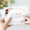 Burgundy and Pink Flowers Thank You Card, Girl Baby Shower, Printable File, Edit Yourself, SH213 Burgundy and Pink Flowers Thank You Card, Girl Baby Shower, Printable File, Edit Yourself, SH213