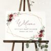 Burgundy and Pink Flowers Welcome Sign, Baby Shower Sign, Girl Baby Shower, Printable File, Edit Yourself, SH213 Burgundy and Pink Flowers Welcome Sign, Baby Shower Sign, Girl Baby Shower, Printable File, Edit Yourself, SH213
