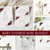 Burgundy Red Flowers Baby Shower Mini Bundle, Girl Baby Shower, Printable File, Edit Yourself, SH214