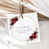 Burgundy Red Flowers Favor Tags, Gift Tags, Girl Baby Shower, Printable File, Edit Yourself, SH214