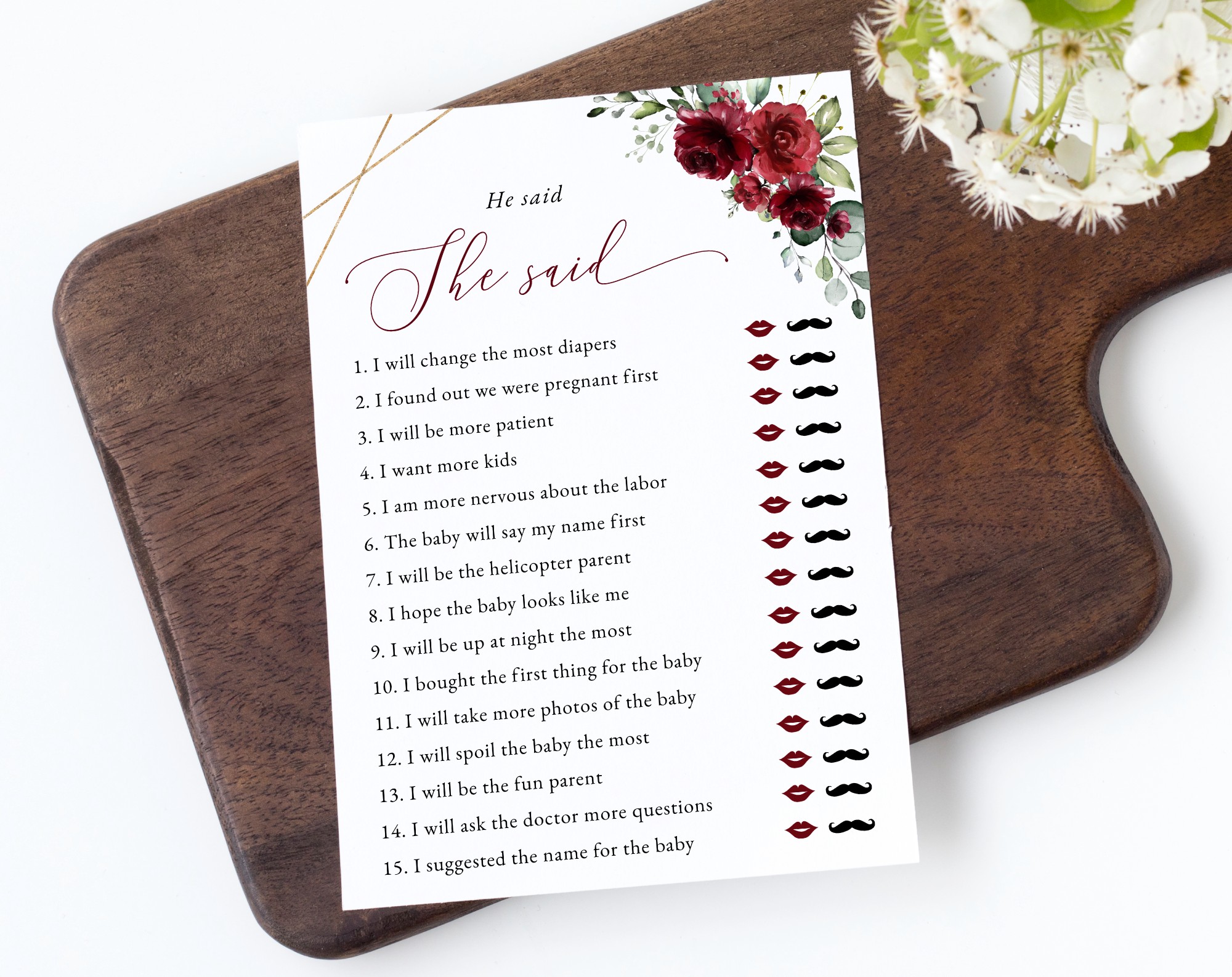 Burgundy Red Flowers Baby Shower Games, Set of 3 Games, Girl Baby Shower, Printable File, Edit Yourself, SH214 Burgundy Red Flowers Baby Shower Games, Set of 3 Games, Girl Baby Shower, Printable File, Edit Yourself, SH214