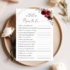 Burgundy Red Flowers Baby Shower Games, Set of 3 Games, Girl Baby Shower, Printable File, Edit Yourself, SH214 Burgundy Red Flowers Baby Shower Games, Set of 3 Games, Girl Baby Shower, Printable File, Edit Yourself, SH214