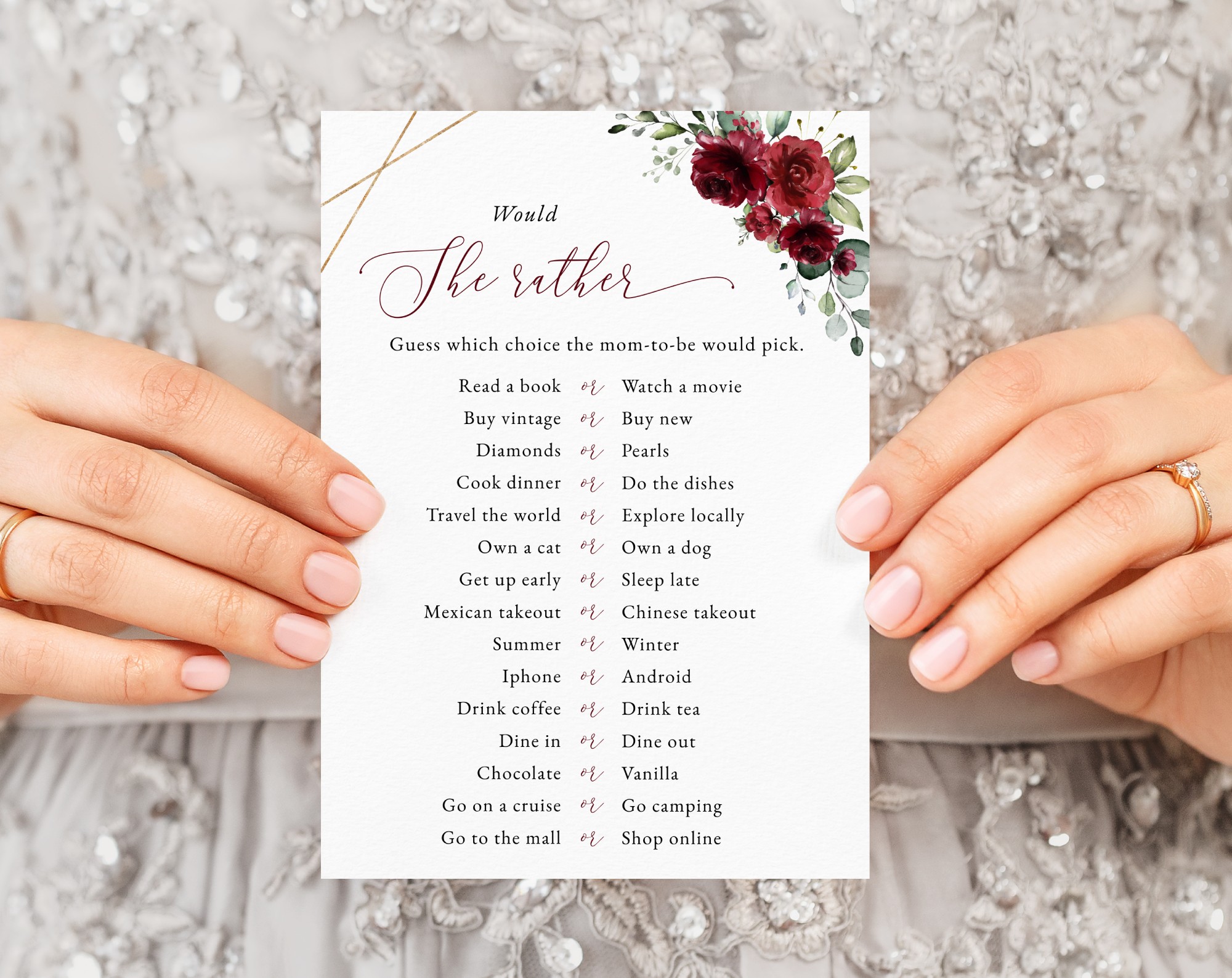 Burgundy Red Flowers Baby Shower Games, Set of 3 Games, Girl Baby Shower, Printable File, Edit Yourself, SH214 Burgundy Red Flowers Baby Shower Games, Set of 3 Games, Girl Baby Shower, Printable File, Edit Yourself, SH214