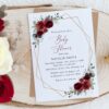 Burgundy Red Flowers Baby Shower Invitation, Girl Baby Shower, Printable File, Edit Yourself, SH214