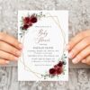 Burgundy Red Flowers Baby Shower Invitation, Girl Baby Shower, Printable File, Edit Yourself, SH214