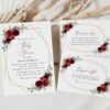 Burgundy Red Flowers Baby Shower Invitation Suite, Girl Baby Shower, Printable File, Edit Yourself, SH214