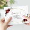 Burgundy Red Flowers Baby Shower Invitation Suite, Girl Baby Shower, Printable File, Edit Yourself, SH214