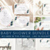 Navy and Pink Flowers Baby Shower Mini Bundle, Girl Baby Shower, Printable File, Edit Yourself, SH215