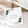 Navy and Pink Flowers Favor Tags, Gift Tags, Girl Baby Shower, Printable File, Edit Yourself, SH215