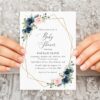 Navy and Pink Flowers Baby Shower Invitation, Girl Baby Shower, Printable File, Edit Yourself, SH215