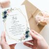 Navy and Pink Flowers Baby Shower Invitation, Girl Baby Shower, Printable File, Edit Yourself, SH215