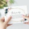 Navy and Pink Flowers Baby Shower Invitation Suite, Girl Baby Shower, Printable File, Edit Yourself, SH215