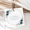 Navy and Blue Flowers Favor Tags, Gift Tags, Boy Baby Shower, Printable File, Edit Yourself, SH216