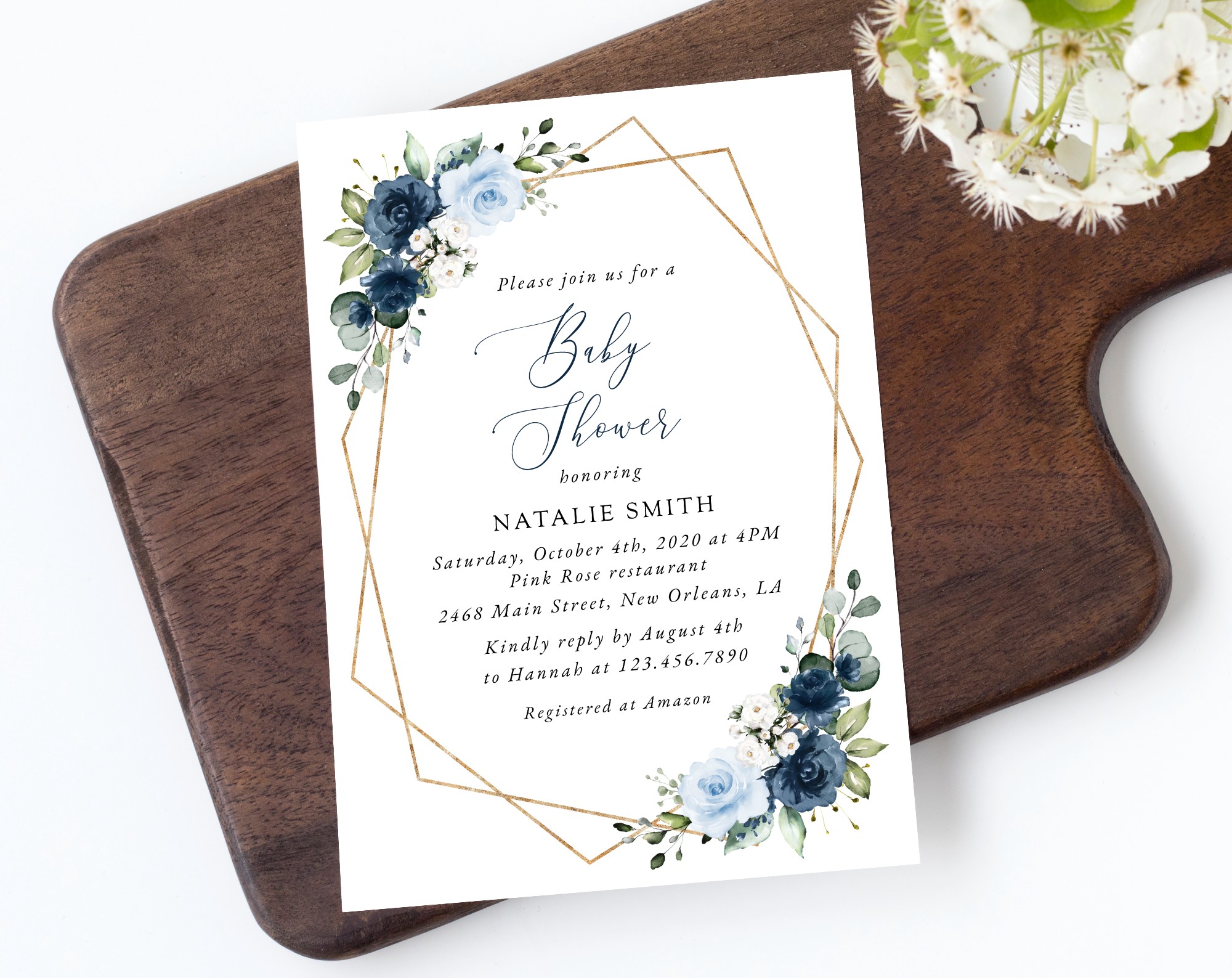 Navy and Blue Flowers Baby Shower Invitation, Boy Baby Shower, Printable File, Edit Yourself, SH216 Navy and Blue Flowers Baby Shower Invitation, Boy Baby Shower, Printable File, Edit Yourself, SH216