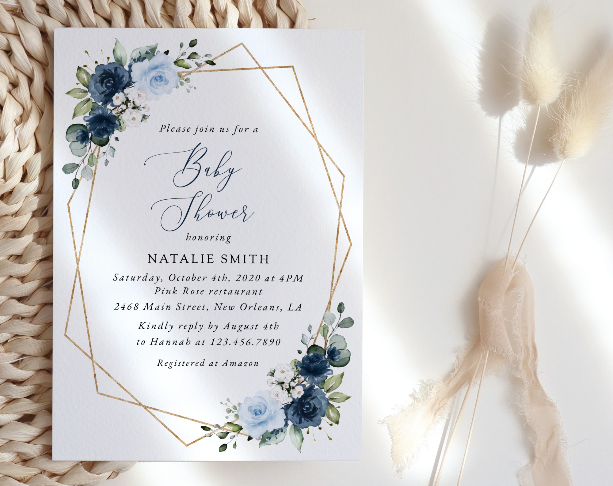 Navy and Blue Flowers Baby Shower Invitation, Boy Baby Shower, Printable File, Edit Yourself, SH216 Navy and Blue Flowers Baby Shower Invitation, Boy Baby Shower, Printable File, Edit Yourself, SH216