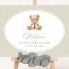 Bear and Beige Polka Dots Welcome Sign, Baby Shower Sign, Gender Neutral, Printable File, Edit Yourself, SH217