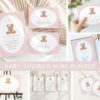 Bear and Pink Polka Dots Baby Shower Mini Bundle, Girl Baby Shower, Printable File, Edit Yourself, SH218