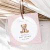 Bear and Pink Polka Dots Favor Tags, Gift Tags, Girl Baby Shower, Printable File, Edit Yourself, SH218
