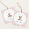 Bear and Pink Polka Dots Favor Tags, Gift Tags, Girl Baby Shower, Printable File, Edit Yourself, SH218