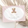 Bear and Pink Polka Dots Thank You Card, Girl Baby Shower, Printable File, Edit Yourself, SH218