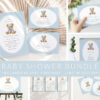 Bear and Blue Polka Dots Baby Shower Mini Bundle, Boy Baby Shower, Printable File, Edit Yourself, SH219