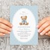 Bear and Blue Polka Dots Baby Shower Invitation, Boy Baby Shower, Printable File, Edit Yourself, SH219