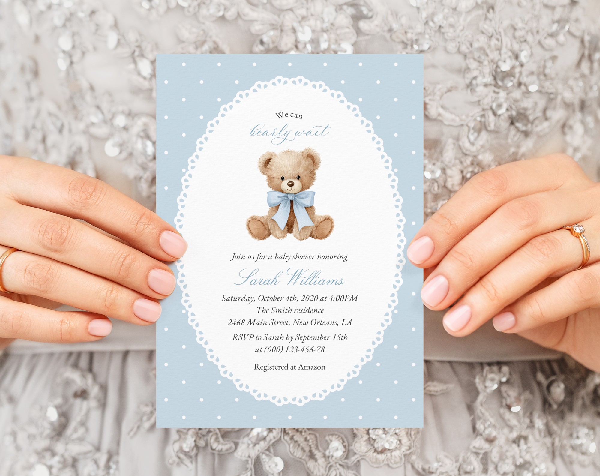 Bear and Blue Polka Dots Baby Shower Invitation, Boy Baby Shower, Printable File, Edit Yourself, SH219 Bear and Blue Polka Dots Baby Shower Invitation, Boy Baby Shower, Printable File, Edit Yourself, SH219