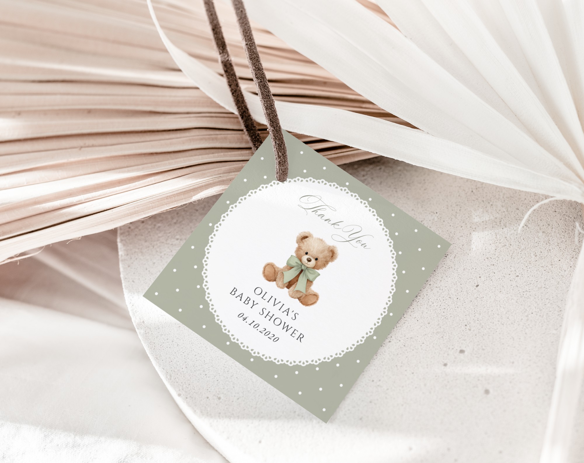 Bear and Green Polka Dots Favor Tags, Gift Tags, Gender Neutral, Printable File, Edit Yourself, SH220 Bear and Green Polka Dots Favor Tags, Gift Tags, Gender Neutral, Printable File, Edit Yourself, SH220