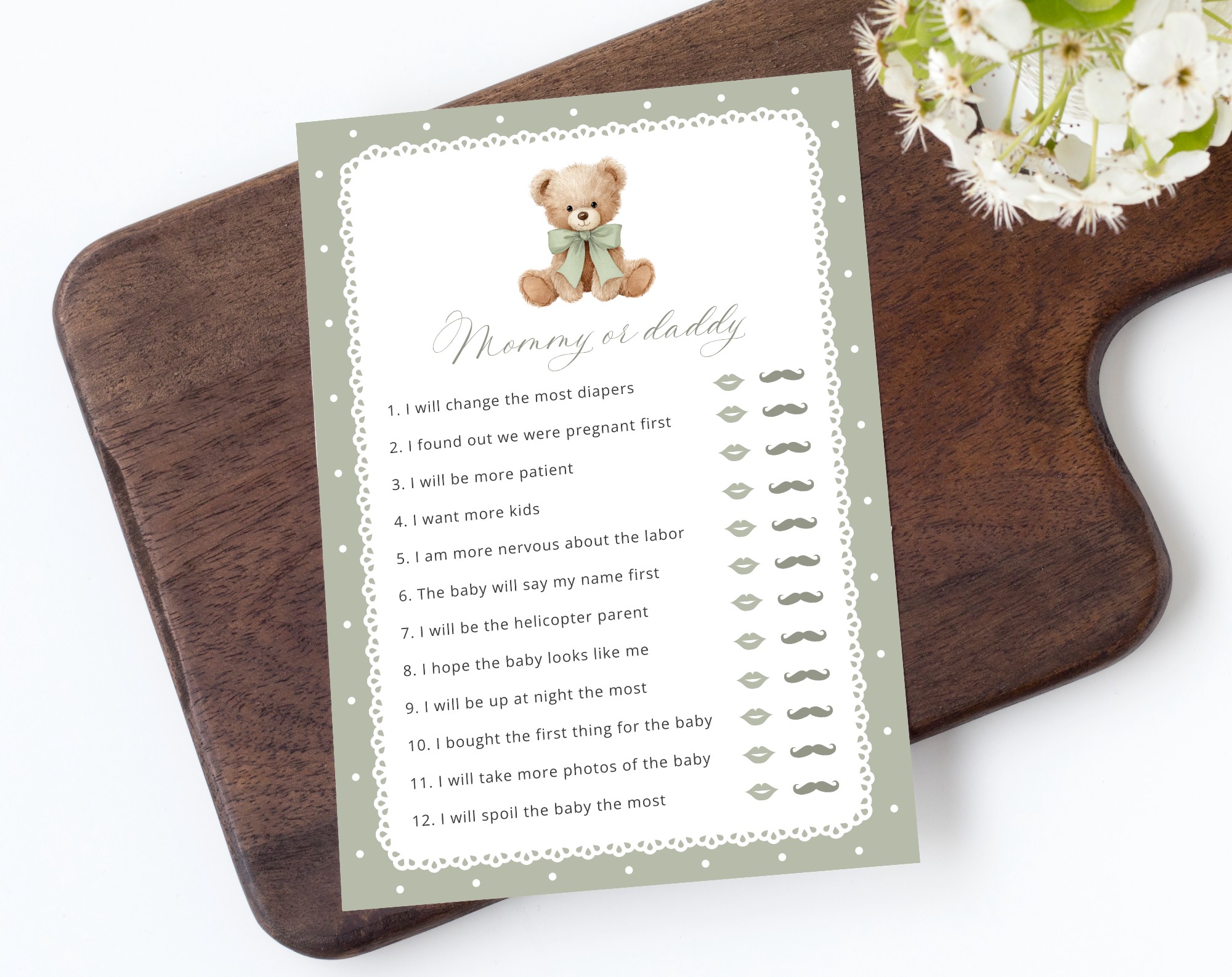 Bear and Green Polka Dots Baby Shower Games, Set of 3 Games, Gender Neutral, Printable File, Edit Yourself, SH220 Bear and Green Polka Dots Baby Shower Games, Set of 3 Games, Gender Neutral, Printable File, Edit Yourself, SH220