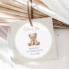 Bear and Beige Polka Dots Favor Tags, First Birthday, Gender Neutral, Printable File, Edit Yourself, SH221