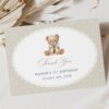 Bear and Beige Polka Dots Thank You Card, First Birthday, Gender Neutral, Printable File, Edit Yourself, SH221