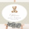 Bear and Beige Polka Dots Welcome Sign, First Birthday, Gender Neutral, Printable File, Edit Yourself, SH221