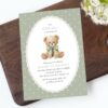 Bear and Green Polka Dots First Birthday Invitation, Birthday Stationery, Gender Neutral, Printable File, Edit Yourself, SH222