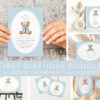 Bear and Blue Polka Dots First Birthday Mini Bundle, Boy Birthday, Printable File, Edit Yourself, SH223