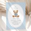 Bear and Blue Polka Dots First Birthday Invitation, Birthday Stationery, Boy Birthday, Printable File, Edit Yourself, SH223