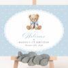 Bear and Blue Polka Dots Welcome Sign, First Birthday, Boy Birthday, Printable File, Edit Yourself, SH223