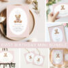 Bear and Pink Polka Dots First Birthday Mini Bundle, Girl Birthday, Printable File, Edit Yourself, SH224 Bear and Pink Polka Dots First Birthday Mini Bundle, Girl Birthday, Printable File, Edit Yourself, SH224