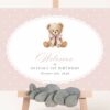 Bear and Pink Polka Dots Welcome Sign, First Birthday, Girl Birthday, Printable File, Edit Yourself, SH224 Bear and Pink Polka Dots Welcome Sign, First Birthday, Girl Birthday, Printable File, Edit Yourself, SH224