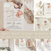 Baby Bear with Brown Balloons First Birthday Mini Bundle, Boy Birthday, Printable File, Edit Yourself, SH78