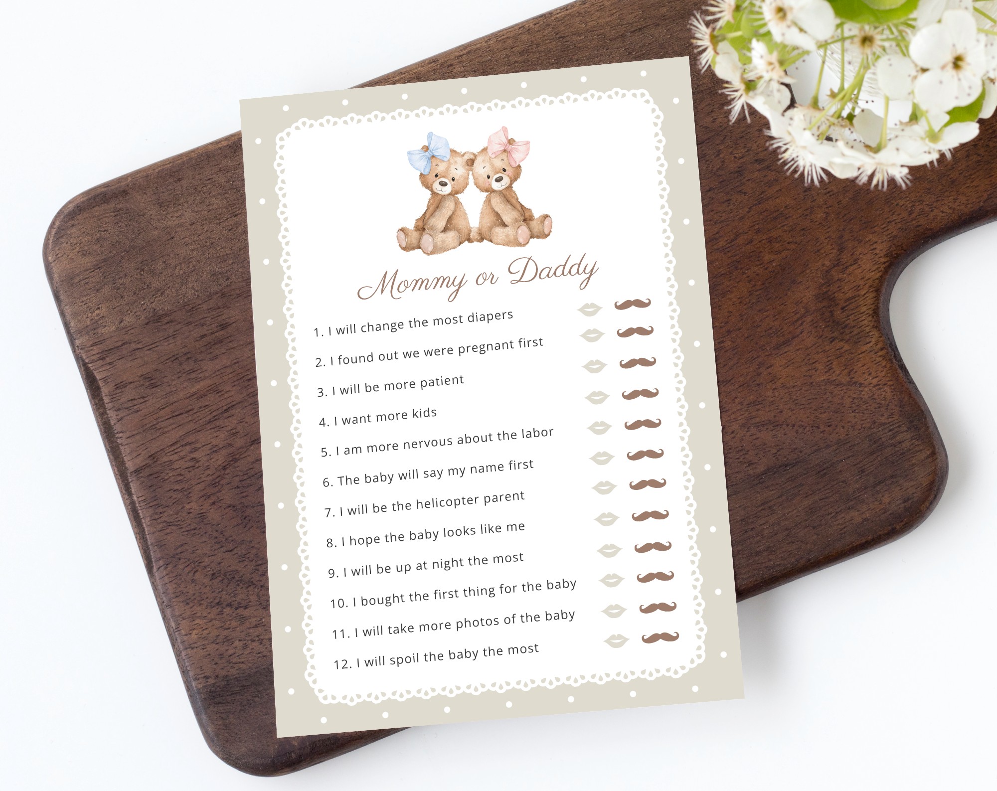 Bear and Beige Polka Dots Gender Reveal Games, Set of 3 Games, Printable File, Edit Yourself, SH225 Bear and Beige Polka Dots Gender Reveal Games, Set of 3 Games, Printable File, Edit Yourself, SH225