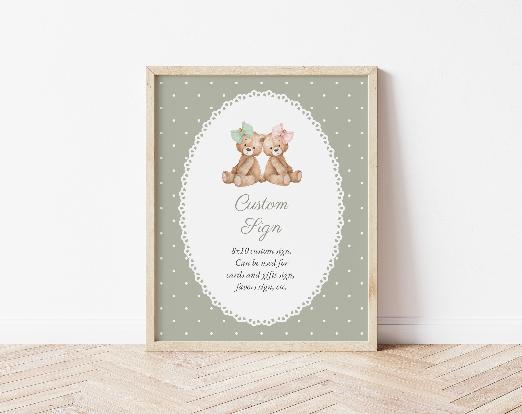 Bear and Green Polka Dots Custom Sign, Gender Reveal Sign, Printable File, Edit Yourself, SH226 Bear and Green Polka Dots Custom Sign, Gender Reveal Sign, Printable File, Edit Yourself, SH226