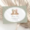 Bear and Green Polka Dots Gender Reveal Thank You Card, Printable File, Edit Yourself, SH226