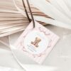 Bear and Pink Stripes Favor Tags, Gift Tags, Girl Baby Shower, Printable File, Edit Yourself, SH227